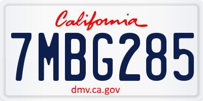 CA license plate 7MBG285