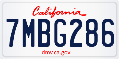 CA license plate 7MBG286