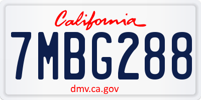 CA license plate 7MBG288