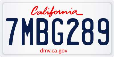 CA license plate 7MBG289