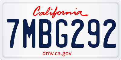 CA license plate 7MBG292