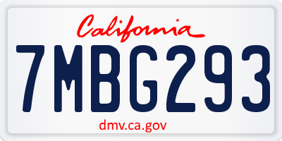 CA license plate 7MBG293