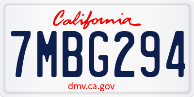 CA license plate 7MBG294