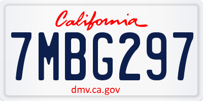 CA license plate 7MBG297