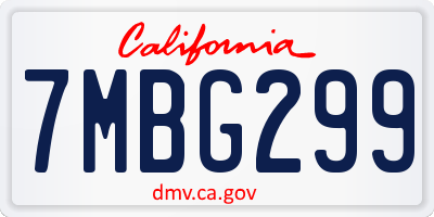 CA license plate 7MBG299