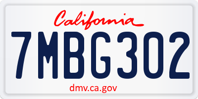 CA license plate 7MBG302