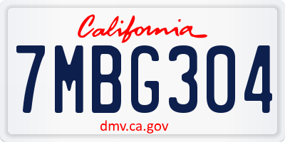 CA license plate 7MBG304