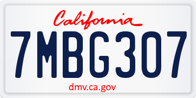 CA license plate 7MBG307