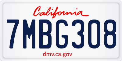 CA license plate 7MBG308