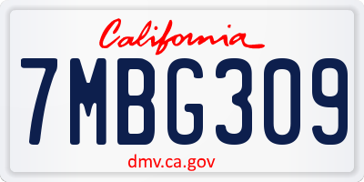 CA license plate 7MBG309