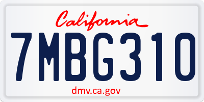 CA license plate 7MBG310