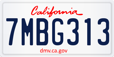 CA license plate 7MBG313