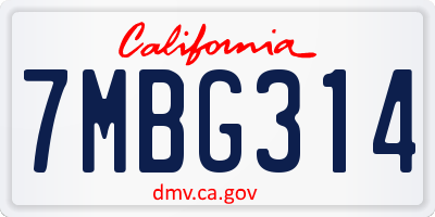 CA license plate 7MBG314