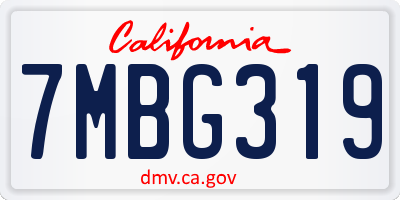 CA license plate 7MBG319