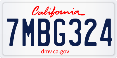 CA license plate 7MBG324