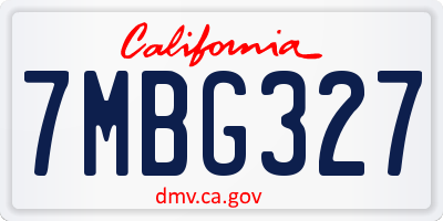 CA license plate 7MBG327