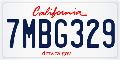 CA license plate 7MBG329