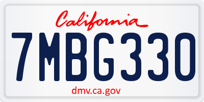 CA license plate 7MBG330