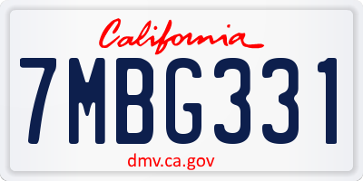 CA license plate 7MBG331