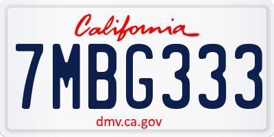 CA license plate 7MBG333