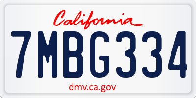 CA license plate 7MBG334