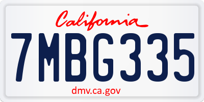 CA license plate 7MBG335