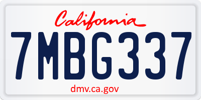 CA license plate 7MBG337