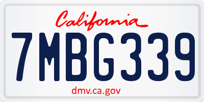 CA license plate 7MBG339