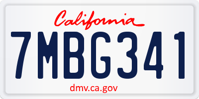 CA license plate 7MBG341