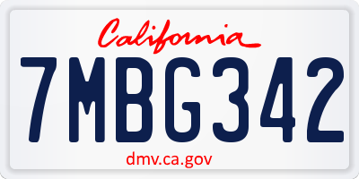 CA license plate 7MBG342
