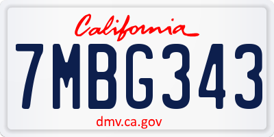 CA license plate 7MBG343