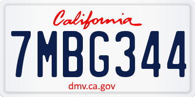CA license plate 7MBG344