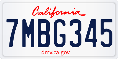 CA license plate 7MBG345