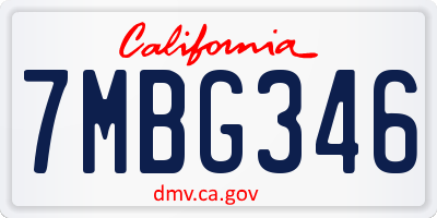 CA license plate 7MBG346