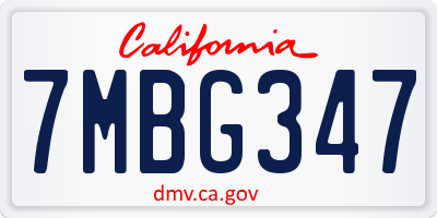 CA license plate 7MBG347