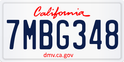 CA license plate 7MBG348