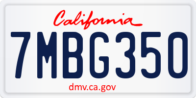 CA license plate 7MBG350
