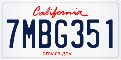 CA license plate 7MBG351