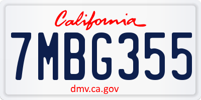 CA license plate 7MBG355