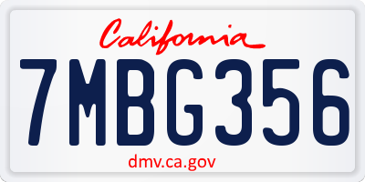 CA license plate 7MBG356