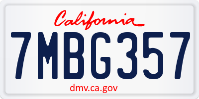 CA license plate 7MBG357