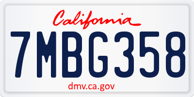 CA license plate 7MBG358