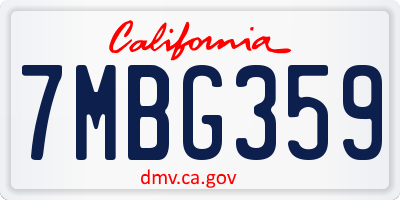 CA license plate 7MBG359