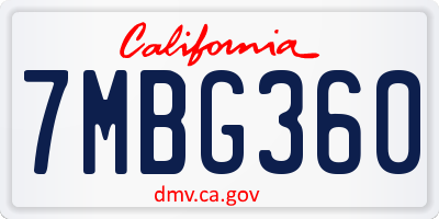CA license plate 7MBG360