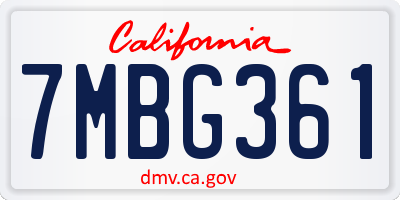 CA license plate 7MBG361