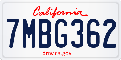 CA license plate 7MBG362
