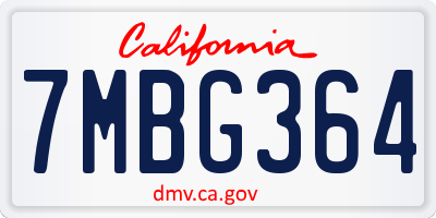CA license plate 7MBG364