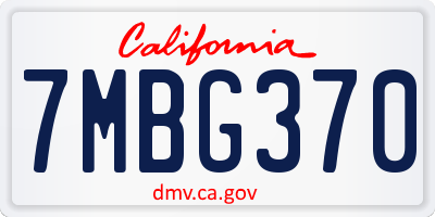 CA license plate 7MBG370