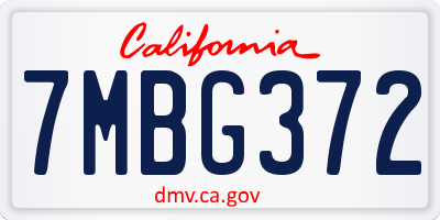 CA license plate 7MBG372