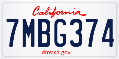 CA license plate 7MBG374
